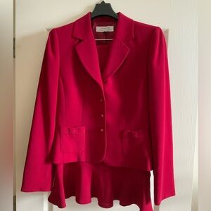 Elegant Red Women's Blazer & Matching Skirt by Tahari Arthur S. Levine